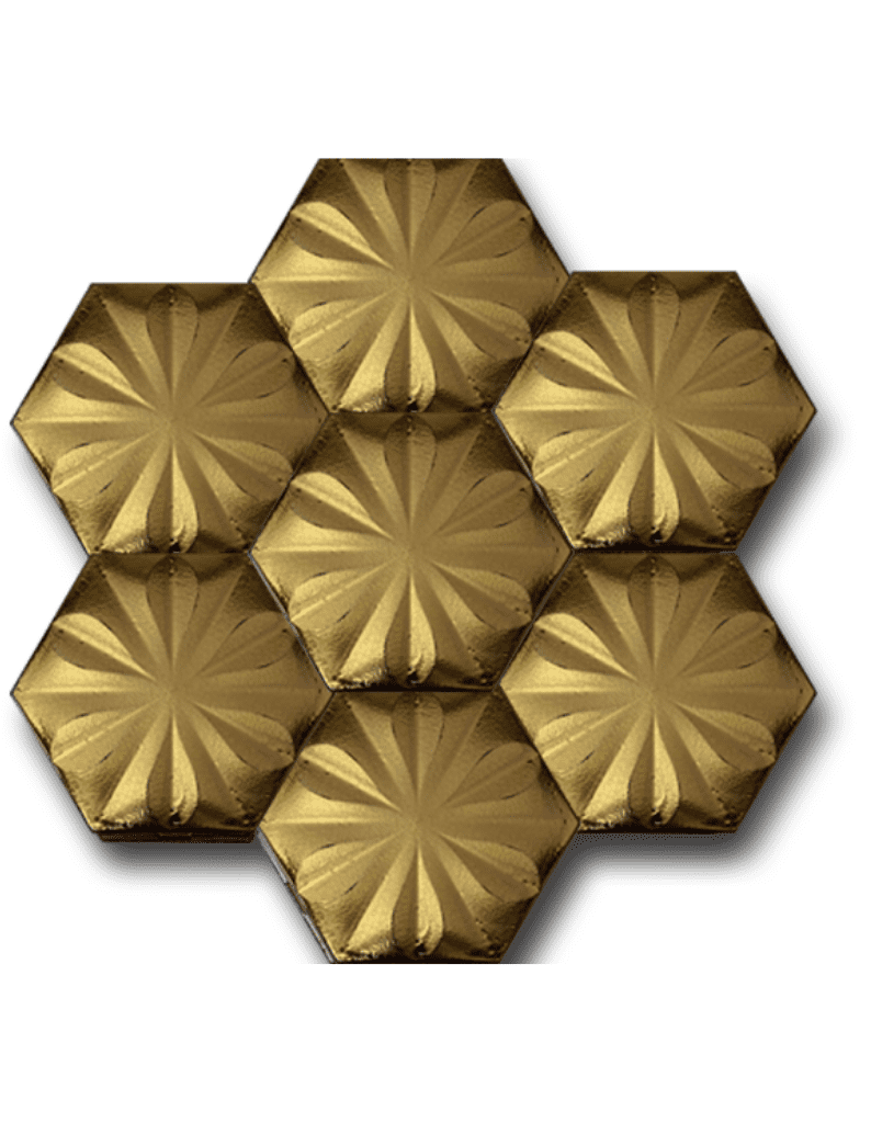 Altıgen Seramik Karo - 10, Gold Seramik Karo Altıgen Çiçek