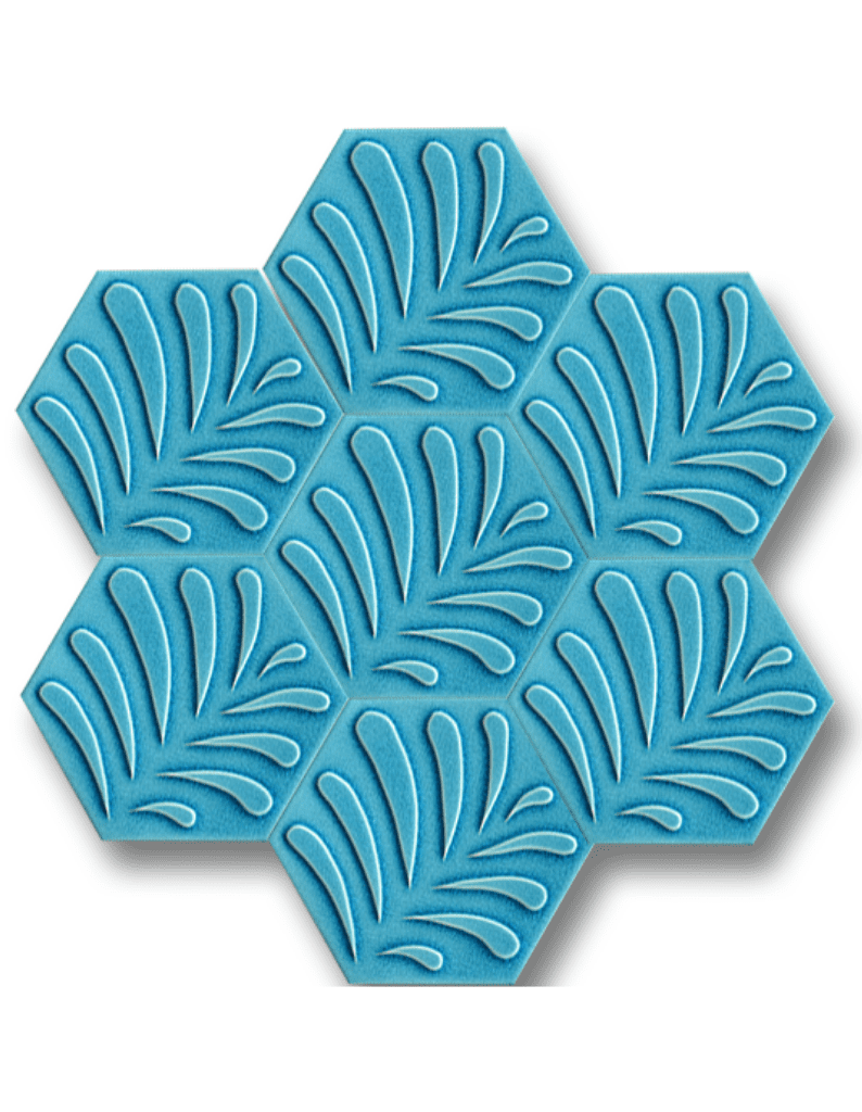 Altıgen Seramik Karo - 29, Seramik karo Altıgen Turkuaz Kabartma