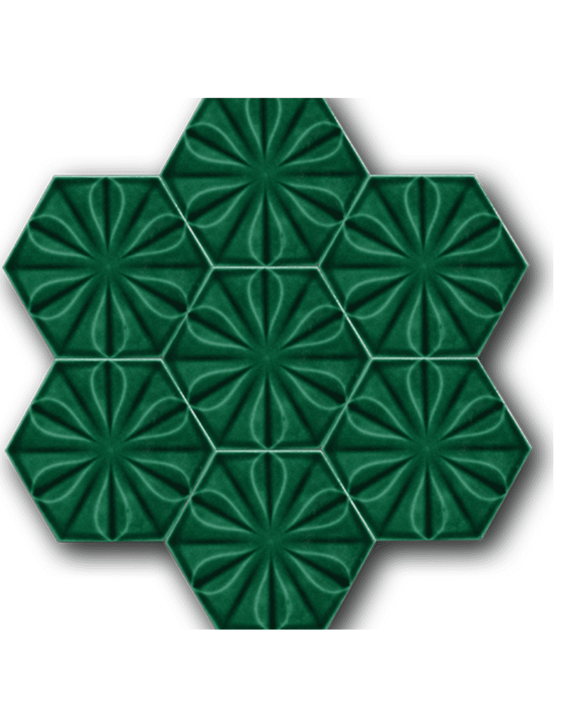 Altıgen Seramik Karo - 03, Altıgen Karo İç Bükey Yeşil Seramik 15x17