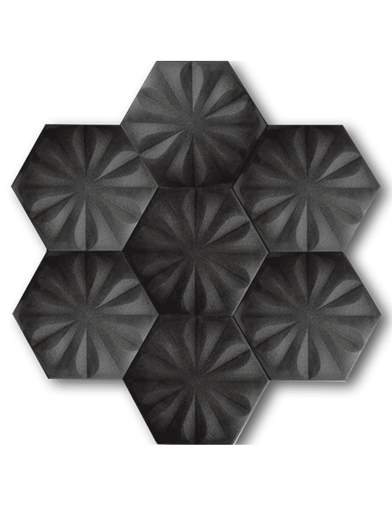 Altıgen Seramik Karo - 37, Altıgen Fayans Çeşitleri Modelleri Mat Siyah
