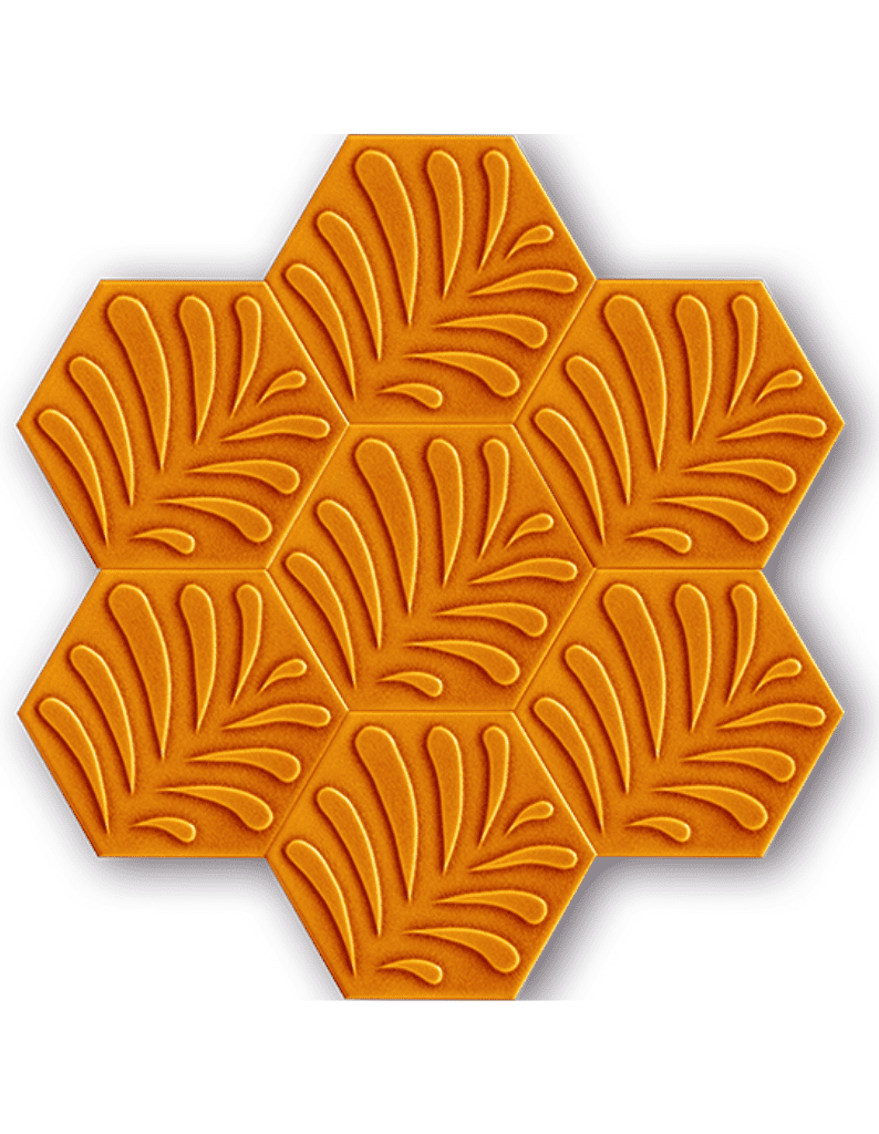 Altıgen Seramik Karo - 43, İznik Çini Altıgen Hardal