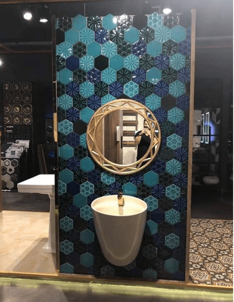 Altıgen Seramik Çini Karo - 66, Efekti Çini Seramik Karo Altıgen