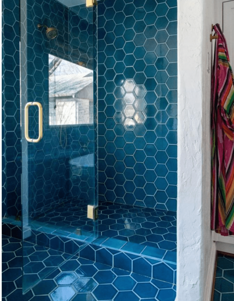 Altıgen Seramik Karo - 68, Mavi Seramik Karo Altıgen Renk Geçişli