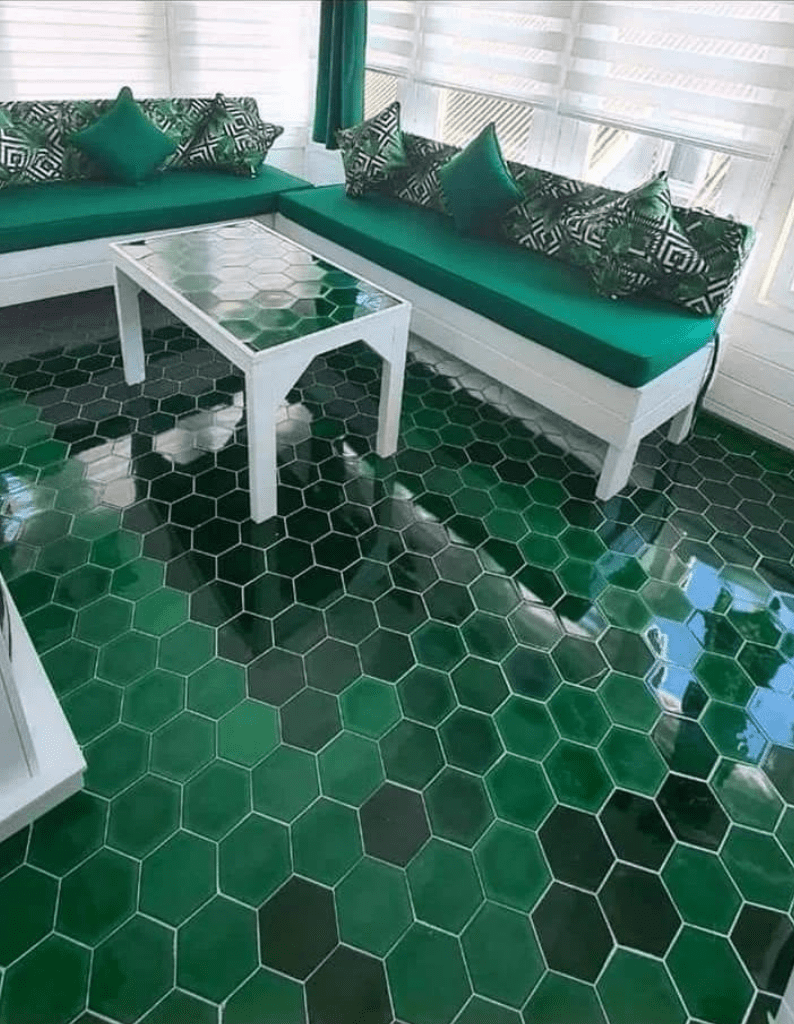 Altıgen Seramik Karo - 70, Altıgen Yer karosu Zümrüt Yeşil Seramik
