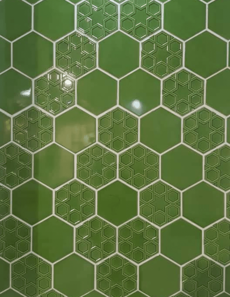 Altıgen Seramik Karo - 75, Bar Önü Yosun Yeşil Altıgen Seramik